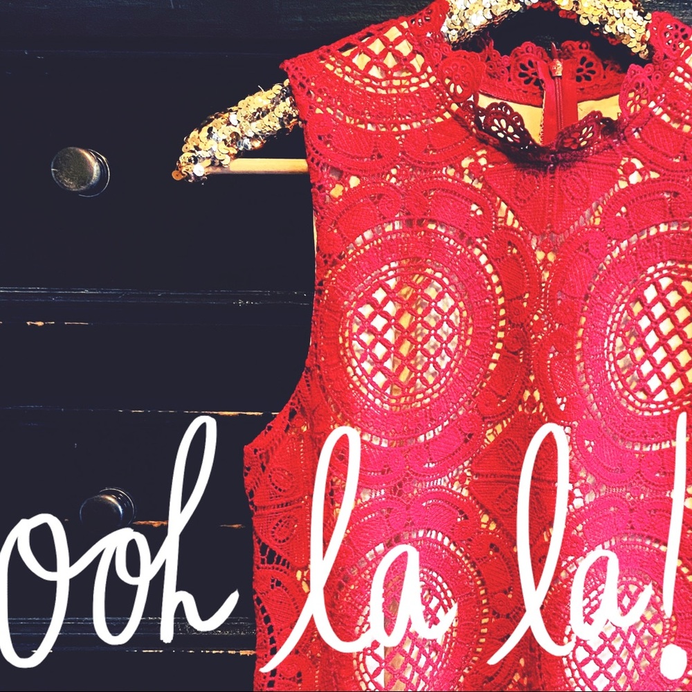 Miami - Ruffled Red Lace Top